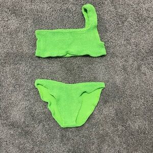 Hunza G bikini, one shoulder, OS, Neon Green, worn once, Like new